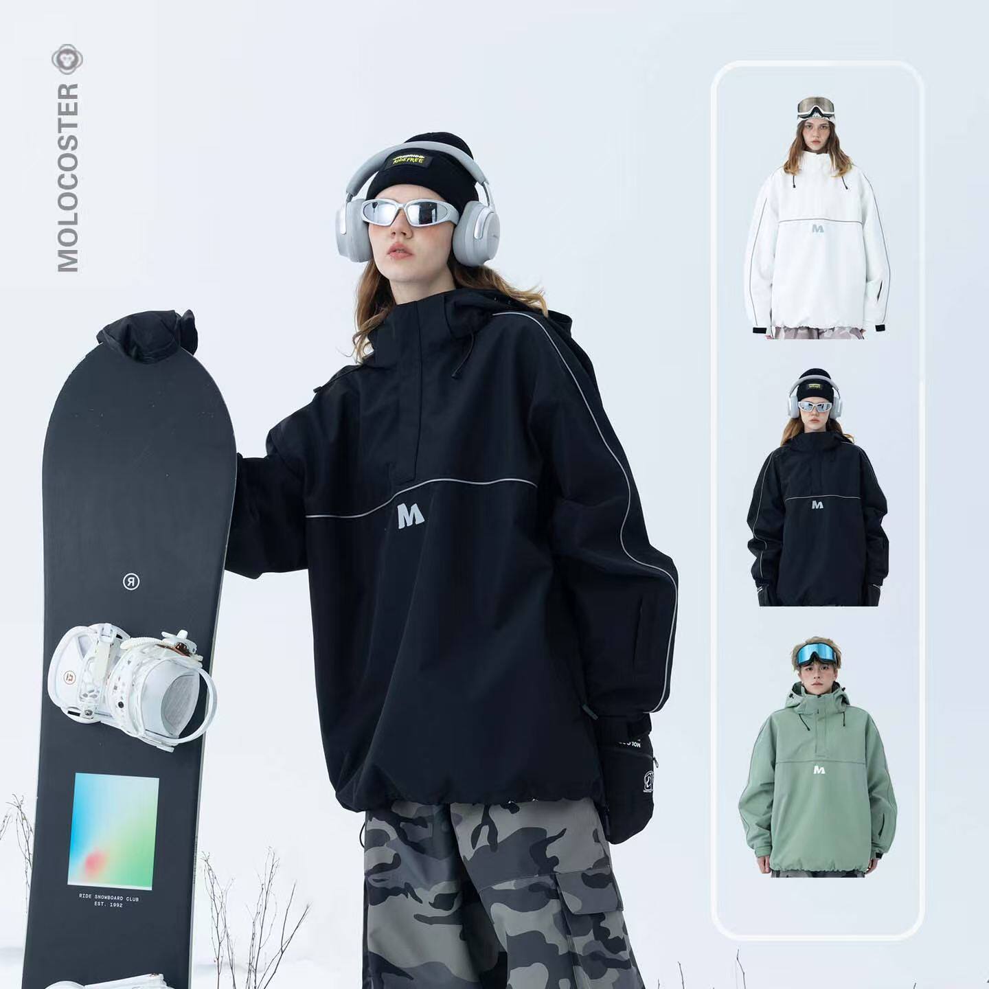 MOLOCOSTER西猿 防水保暖户外运动男女单双板连帽机能套头滑雪服