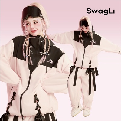 Swagli新款【蝶中蝶】滑雪套装防风防水压胶加绒户外单双板滑雪服