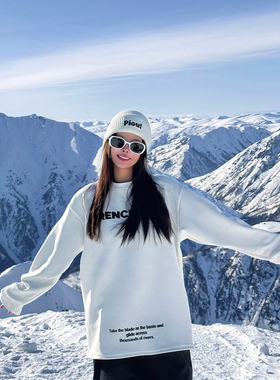 Ren刃川滑雪百搭打底柔顺透气防泼水白色T恤内搭卫衣男女同款宽松