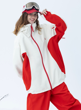 Molocoster西猿2526新单双板3L防水保暖宽松滑雪服中国红