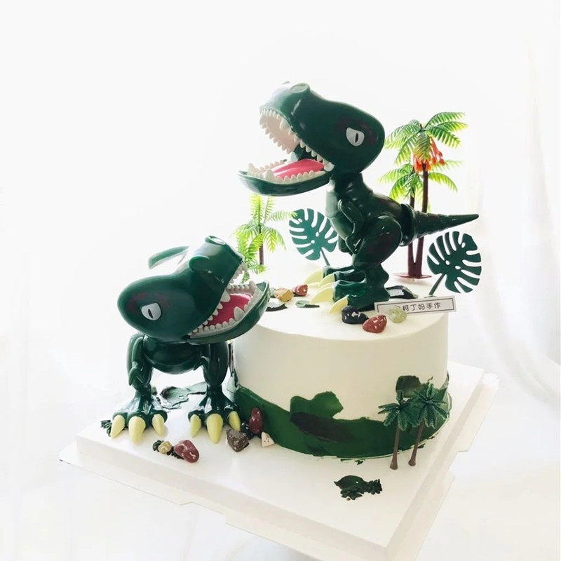 恐龙蛋糕装饰森系毛毡树插件插牌霸王龙男孩生日蛋糕摆件网红儿童