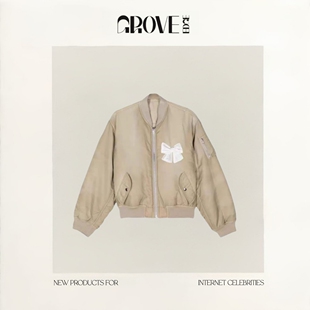 【现货】GROVE EDGE韩国小众jennie蝴蝶结棉服飞行夹克棒球服外套