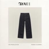 韩系女装 EDGE设计师八奶原色牛仔裤 GROVE 复古显瘦休闲裤 现货