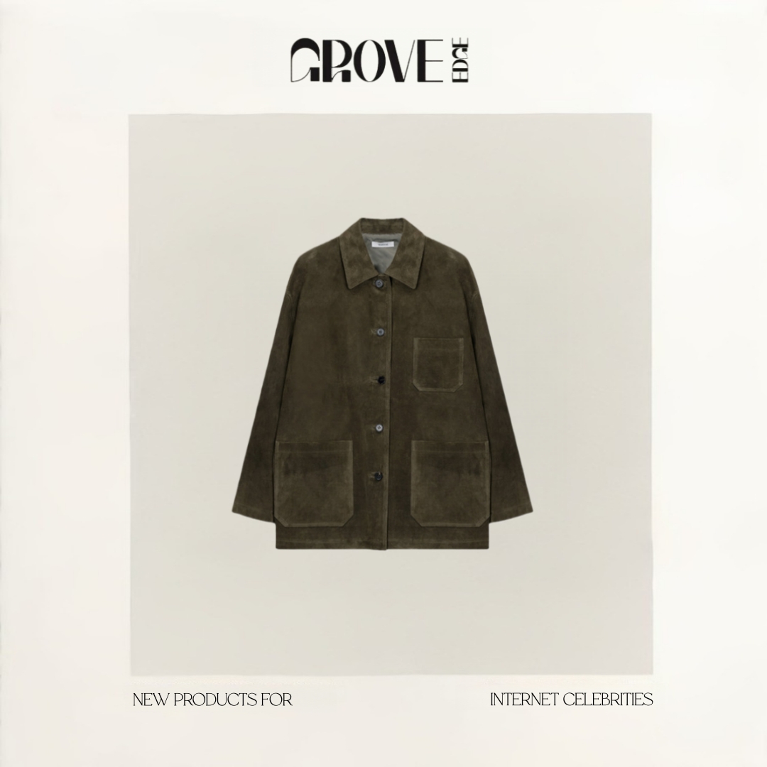 【现货】GROVE EDGE秋季新款韩国设计师老钱风麂皮工装夹克外套