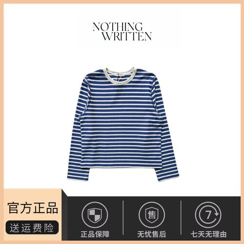 【现货】韩国小众nothing written 经典休闲宽松条纹撞色长袖T恤