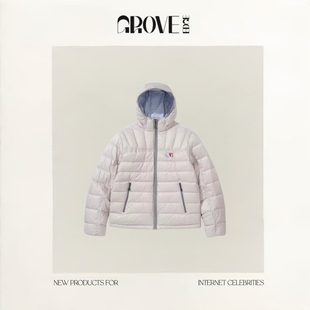 EDGE韩系小众90绒短款 GROVE 轻薄排骨羽绒服潮流连帽外套 现货