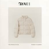 新款 EDGE冬季 GROVE 韩国设计师刺绣可拆卸连帽羽绒服外套 现货