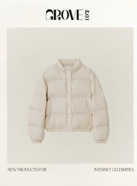 【现货】GROVE EDGE冬季新款韩国设计师刺绣可拆卸连帽羽绒服外套