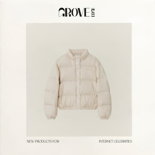 新款 EDGE冬季 GROVE 韩国设计师刺绣可拆卸连帽羽绒服外套 现货