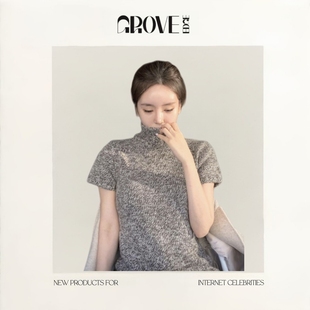 现货 纯色修身 GROVE 短袖 显瘦毛衣 EDGE八奶高领套头羊毛针织衫