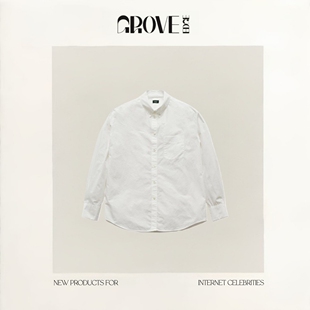 【现货】GROVE EDGE八奶蓝色衬衫女 韩版休闲宽松fever长袖上衣