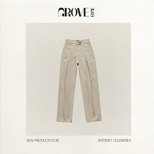 【现货】GROVE EDGE韩国小众八奶fever同款背带直筒卡其色休闲裤
