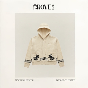 韩国八奶连帽拉链滑雪羊毛针织毛衣开衫 EDGE冬季 GROVE 女 现货