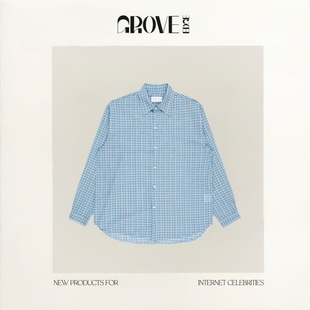 现货 宽松显瘦撞色格子衬衫 GROVE 章若楠同款 上衣 EDGE韩系女装