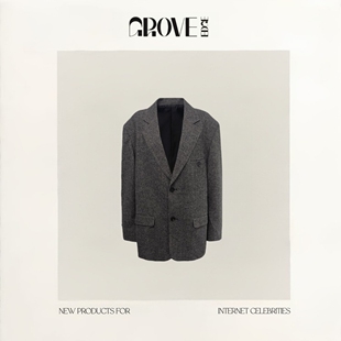 【现货】GROVE EDGE韩国东大门Baby酱复古廓形灰色西装西服外套