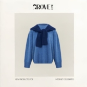 新款 假两件披肩针织连帽针织衫 EDGE章若楠同款 春季 现货 GROVE