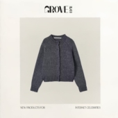 新款 EDGE冬季 GROVE 韩国设计师复古粗针圆领针织毛衣开衫 现货