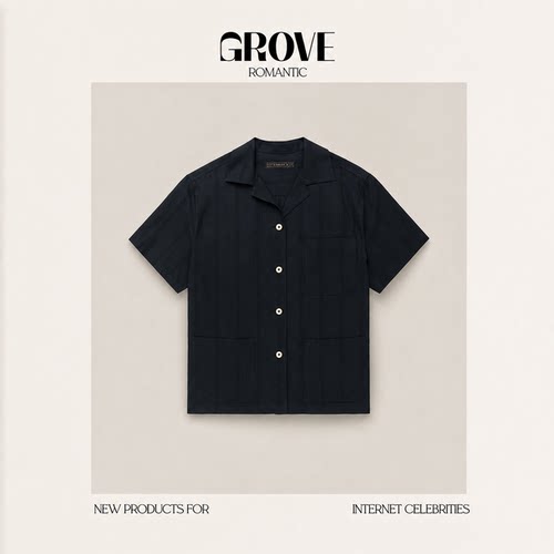 【现货】GROVE ROMANTIC夏季新款韩国设计师简洁翻领单排扣衬衫