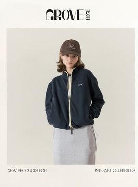 【现货】GROVE EDGE秀林同款摇粒绒字母刺绣立领外套宽松百搭卫衣