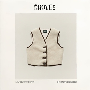 【现货】GROVE EDGE八奶马甲开衫女新款韩版休闲保暖无袖羊毛背心
