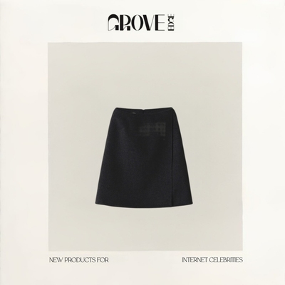 【现货】GROVE EDGE韩国设计师羊毛100半身裙韩系简约高级毛呢裙