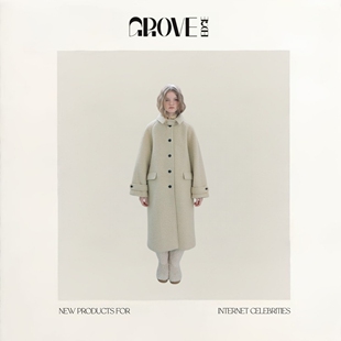 【现货】GROVE EDGE新款韩国设计师大口袋羊毛长款毛呢大衣外套