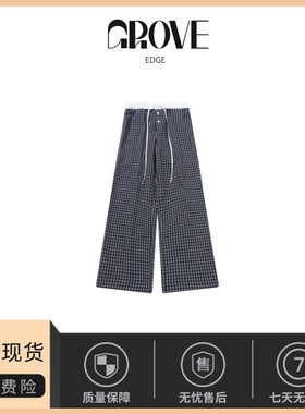 【现货】GROVE EDGE条纹格纹女装休闲长裤宽松阔腿裤女拖地裤夏季