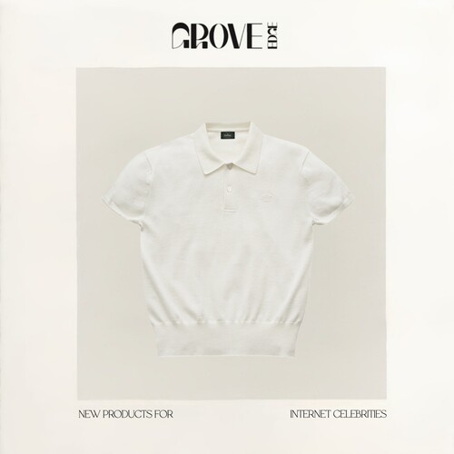 【现货】GROVE EDGE针织短袖女新款韩版刺绣修身翻领纯色POLO衫