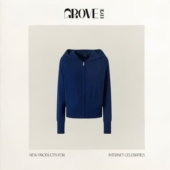 韩系女装 瘦针织外套 EDGE露思同款 连帽拉链针织开衫 现货 GROVE