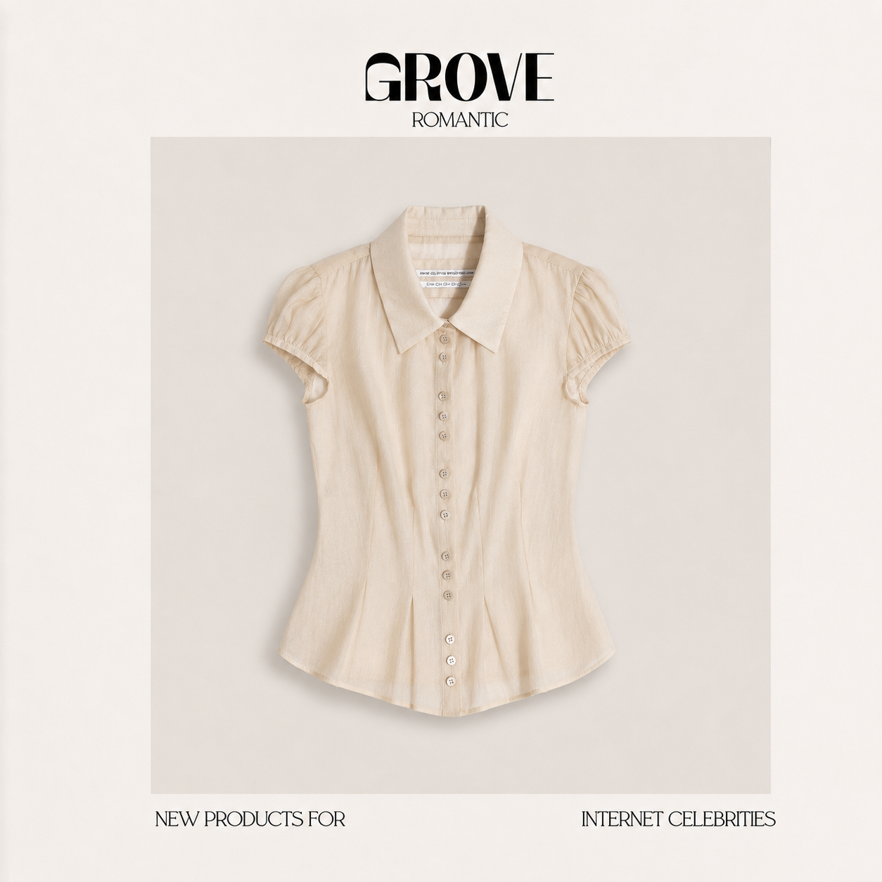 【现货】GROVE ROMANTIC赵美延ASA天丝纯欲风透视衬衫泡泡袖上衣