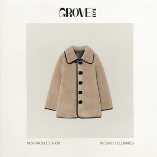 EDGE两面穿韩系休闲羊毛外套翻领皮毛一体保暖夹克 GROVE 现货