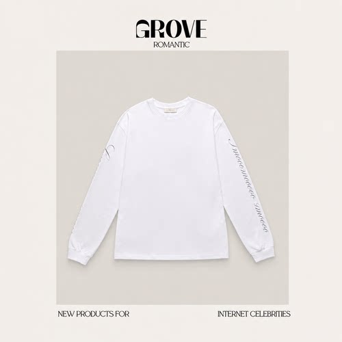 【现货】GROVE ROMANTIC韩系宽松圆领字母长袖T恤显瘦防晒上衣女