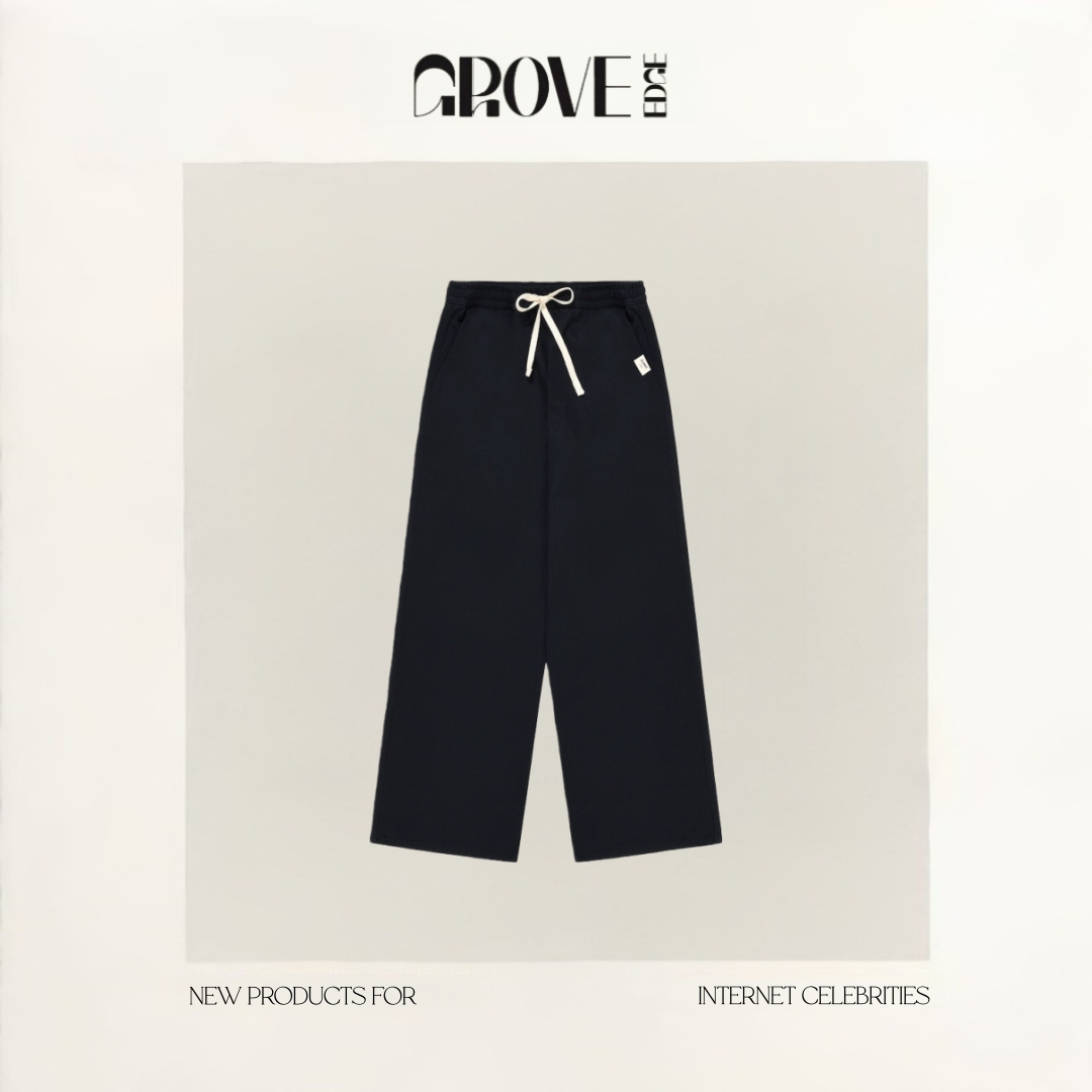 【现货】GROVE EDGE韩国设计师松紧腰直筒休闲裤显瘦裤李宥利同款