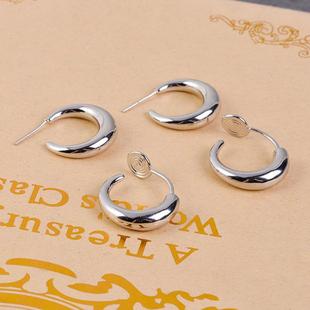 牙银色金属耳环光素圈简约隐形耳圈无TB0222耳洞盘面一月体式蚊香