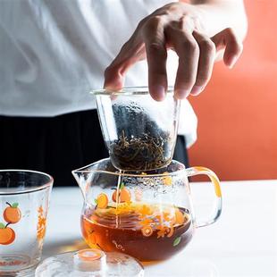 带过滤办公室茶壶小 日式 花茶壶玻璃耐高温可加热水果泡花茶壶套装