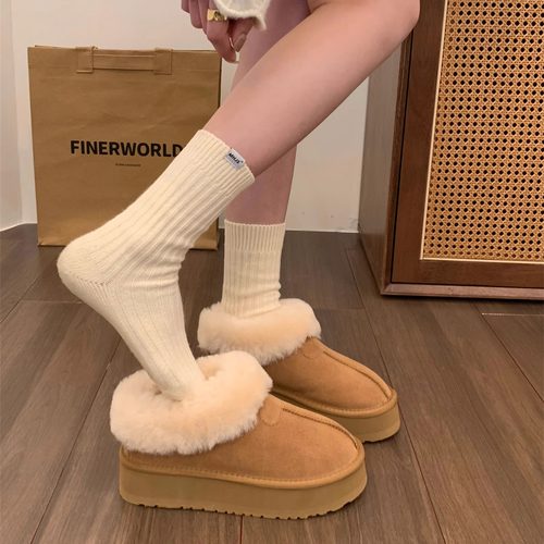 皮毛一体桑坡雪地靴厚底棉鞋