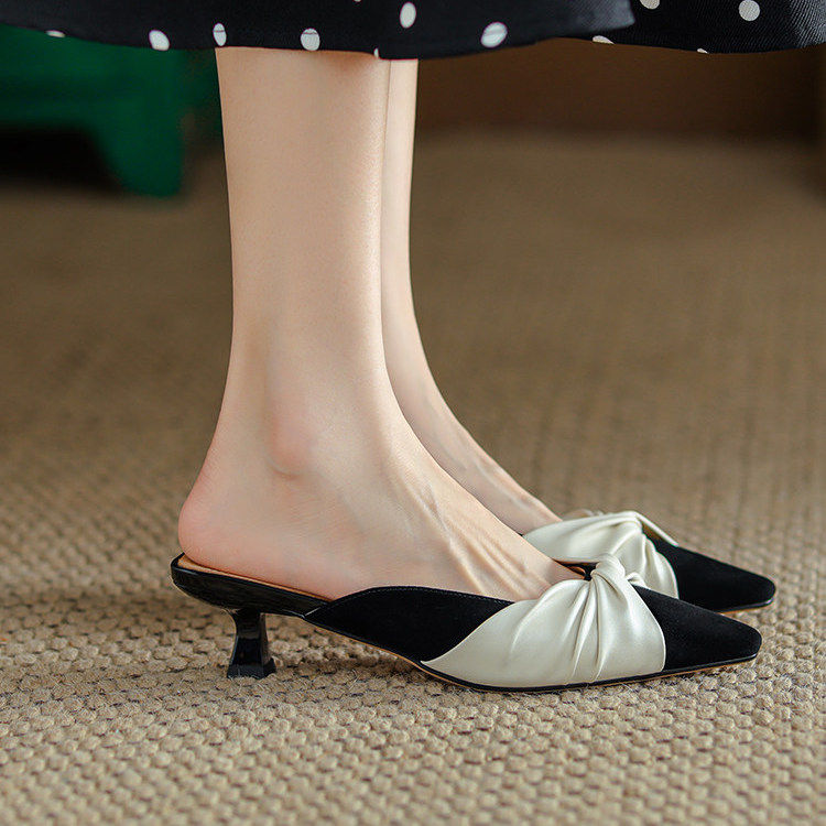 包头拖鞋女2026春夏新款尖头外穿凉拖中跟小香风配裙子半拖不累脚,女鞋,浅口单鞋,淘宝优惠券,粉丝福利购,淘宝优惠卷