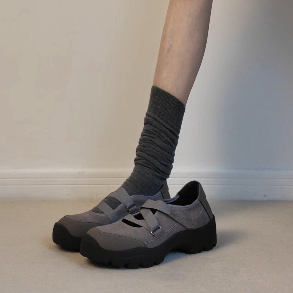 复古厚底交叉带魔术贴玛丽珍鞋2025秋季新款休闲浅口芭蕾风单鞋女,女鞋,深口单鞋,淘宝优惠券,粉丝福利购,淘宝优惠卷