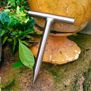 不锈钢实心打孔移苗器多用锤子种菜种花尖头松土工具播种打洞器