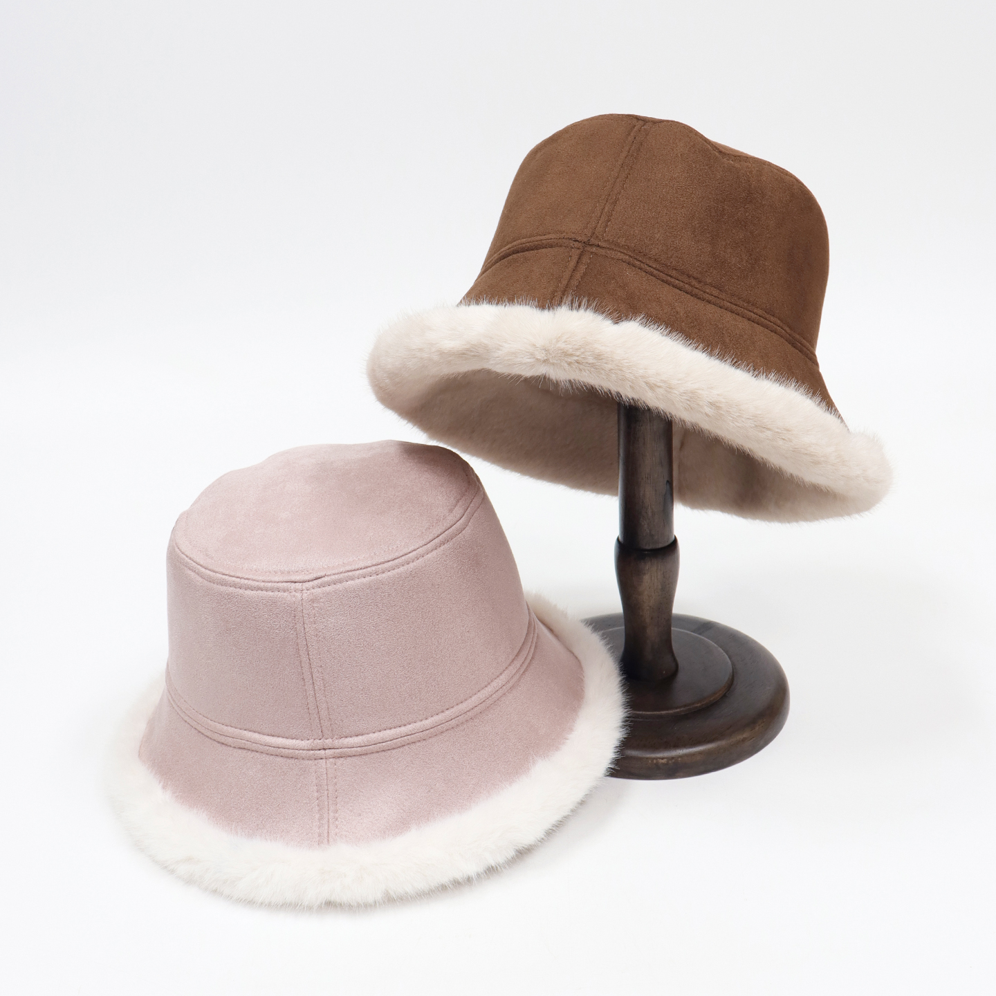 冬季加绒毛绒渔夫帽保暖百搭