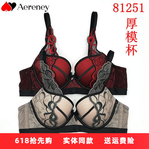 AERENEY爱亦心伊法式性感蕾丝内衣AB杯女小胸聚拢软钢圈文胸81251