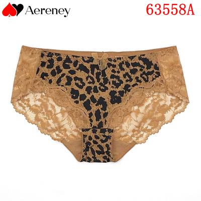 AERENEY爱亦心伊女士中腰性感蕾丝豹纹舒适透气平角裤63558A