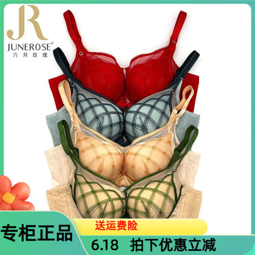 六月玫瑰文胸6410软钢圈加厚AB杯小胸显大聚拢上托收副乳调整内衣