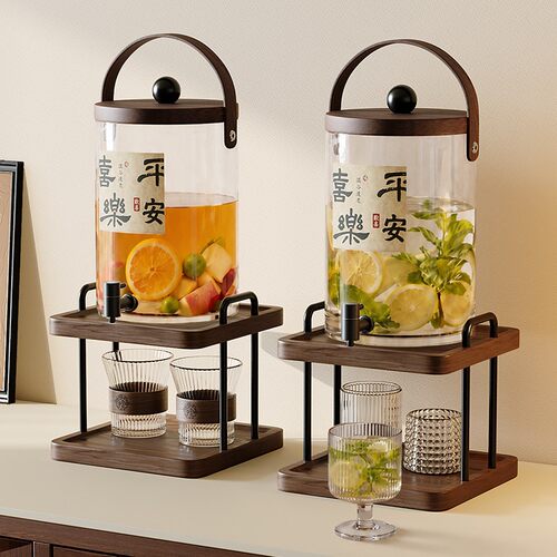 高颜值玻璃冷水壶中古风带龙头大容量耐高温家用凉水壶果茶饮料桶