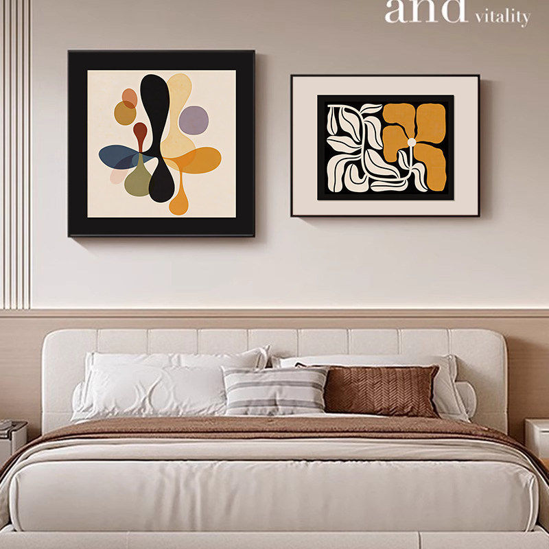 新款抽象艺术卧室床头装饰画主卧房间背景墙挂画客厅高级油画壁画
