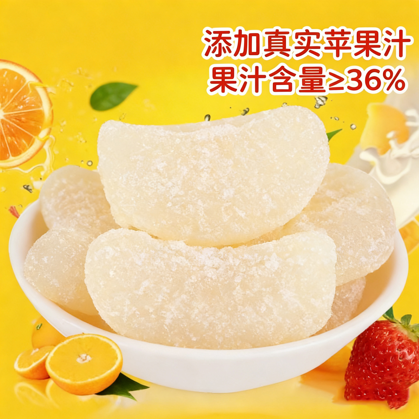 儿时零食小吃袋装熊仔酸酥软心苹果糖60g含36%果汁添加清新苹果味