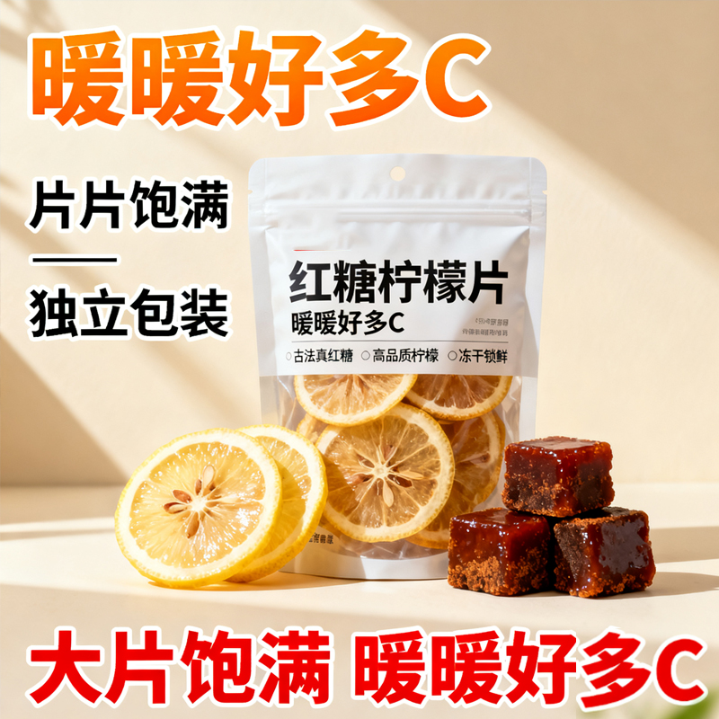 正宗红糖柠檬片泡水冻干