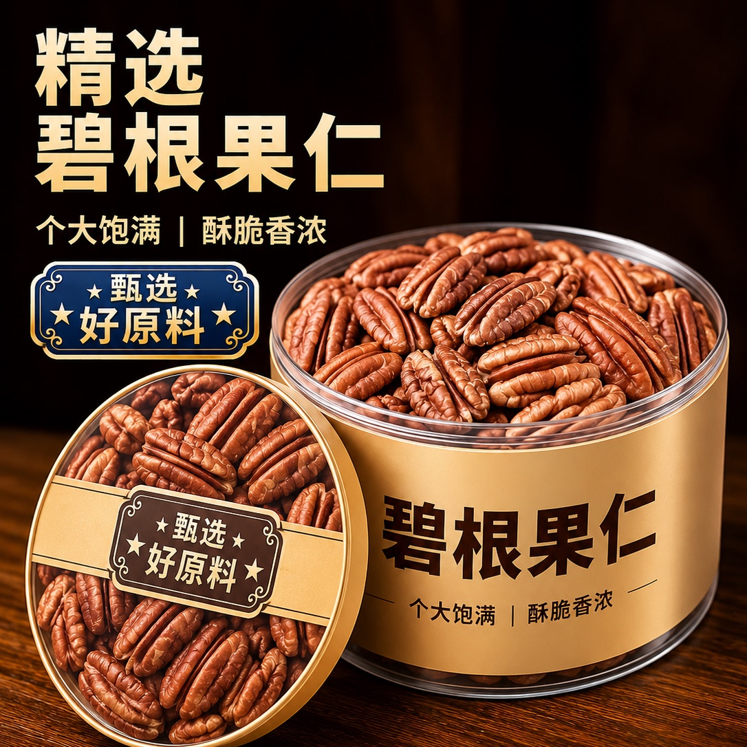 新鲜碧根果仁官方旗舰店2026新货原味无添加长寿果儿童营养坚果仁