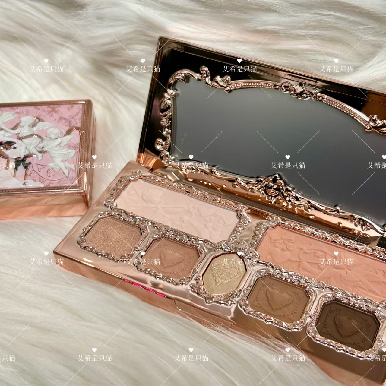 Flower knows the strawberry cupid series facial comprehensive plate, a plate of seven-color eyeshadow, blush and pearlescent