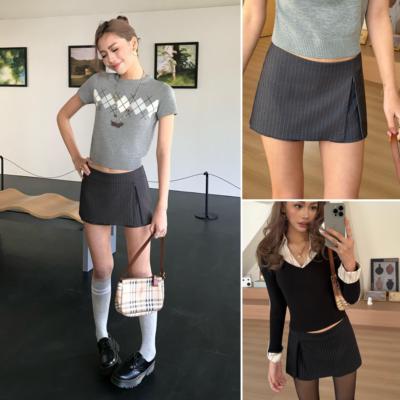 Audwyn低腰裤裙条纹半身